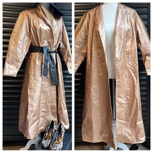 VTG Gold Raincoat Trench Vinyl Eclectic Mardi Gras Art OOAK Pockets Rhapsody POP